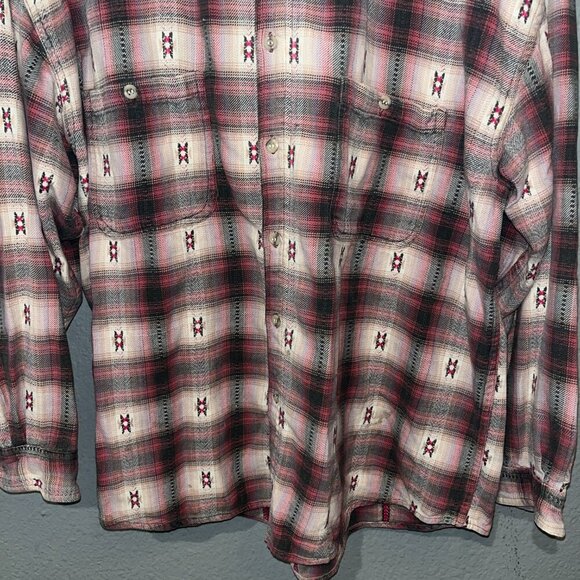 BRITCHES GREAT OUTDOORS Aztec Plaid Flannel Button Down Shirt - Made in Nepal -L - Picture 2 of 11